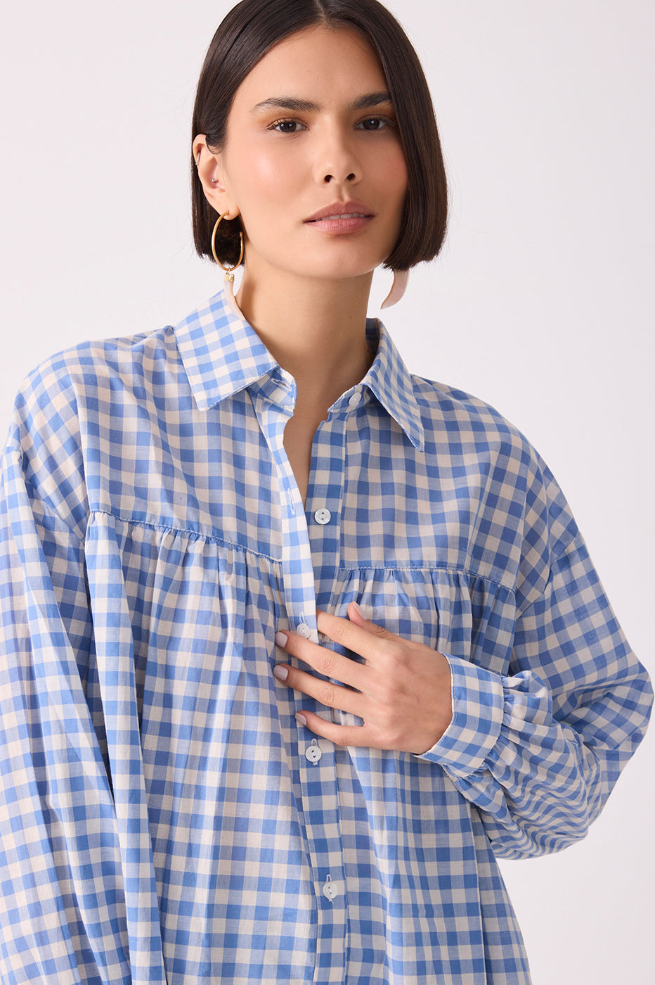 Vichy Cut-out Yoke Shirt_4
