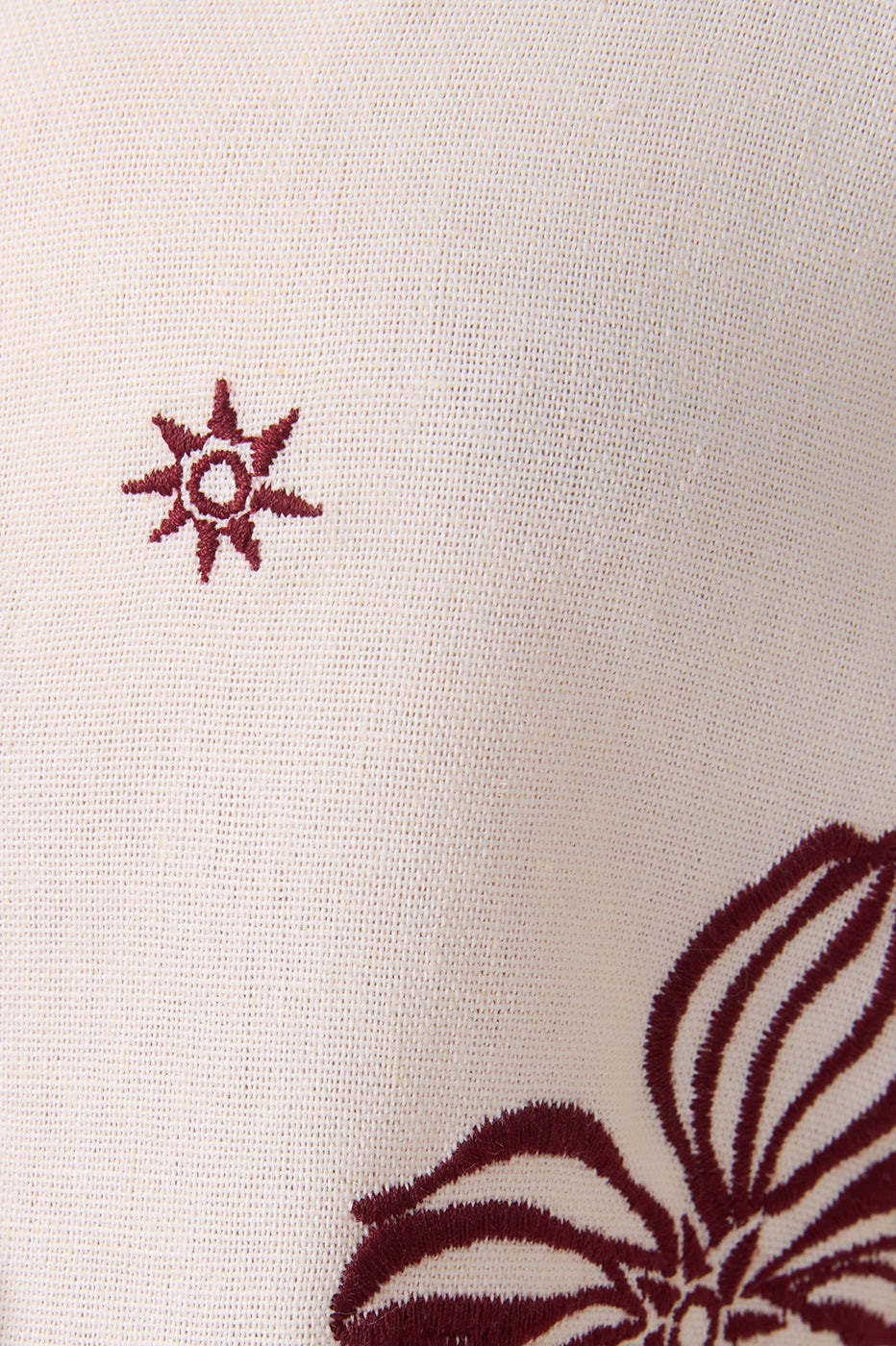 Off-white Embroidered Solar Front Ties Wave Hem Linen Blouse_6