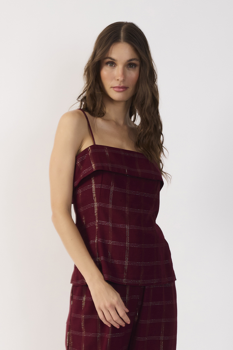 Plaid Sleeveless Linen Top_2