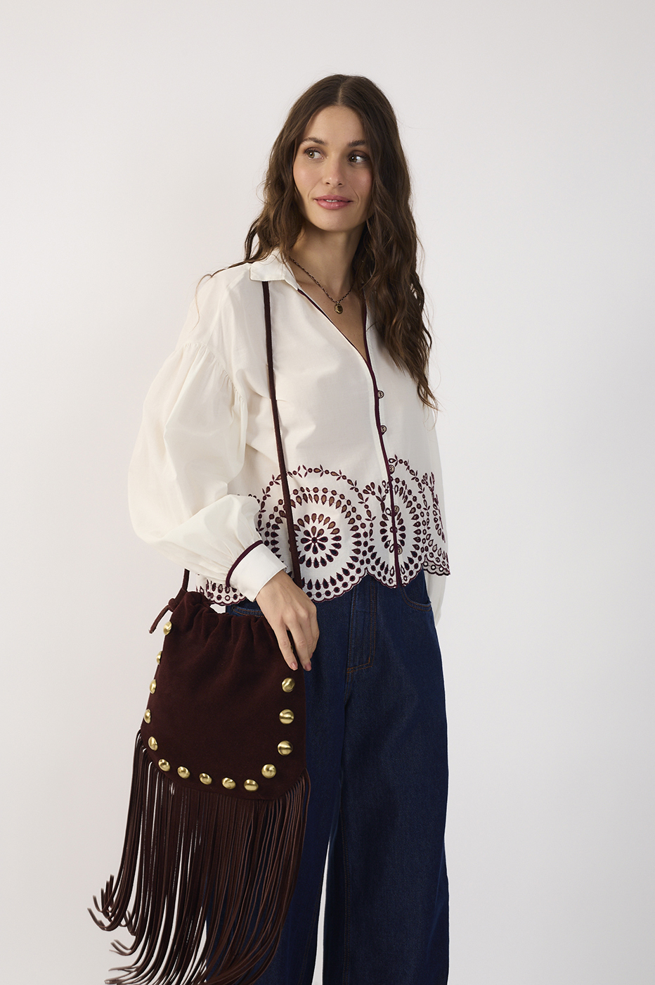 Cotton Embroidered Hem Shirt_2