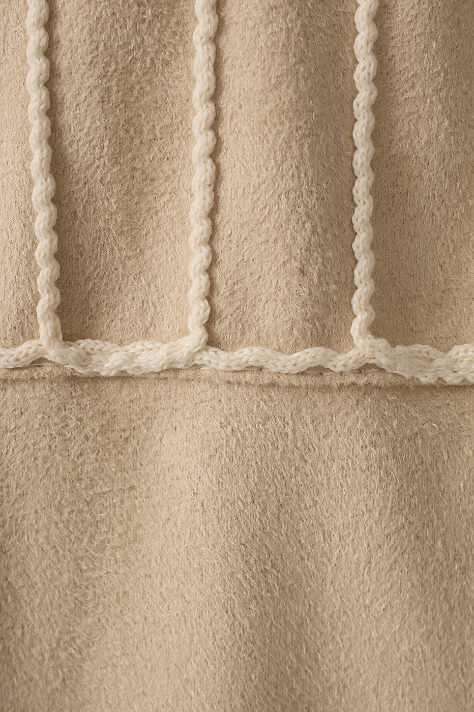 Beige Embroidered Collared Suede Shirt_7