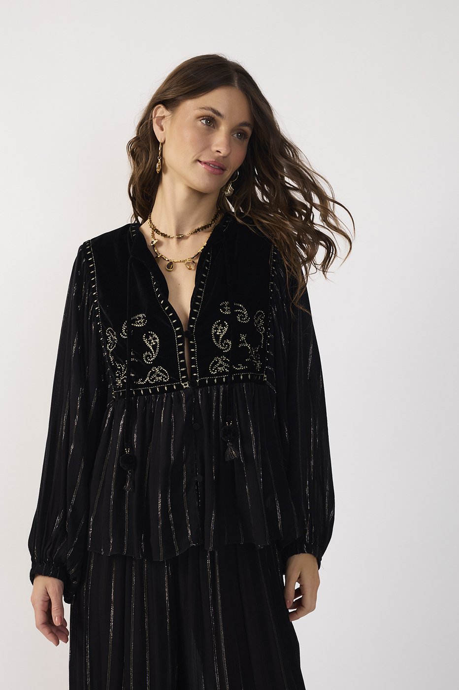 Lurex Velvet Yoke Blouse_2