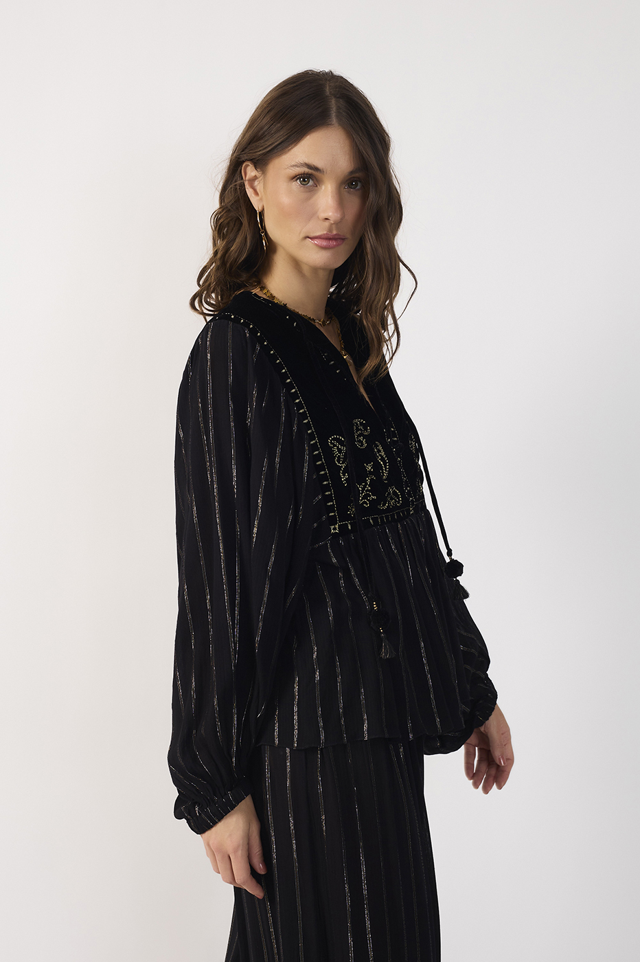 Lurex Velvet Yoke Blouse_3