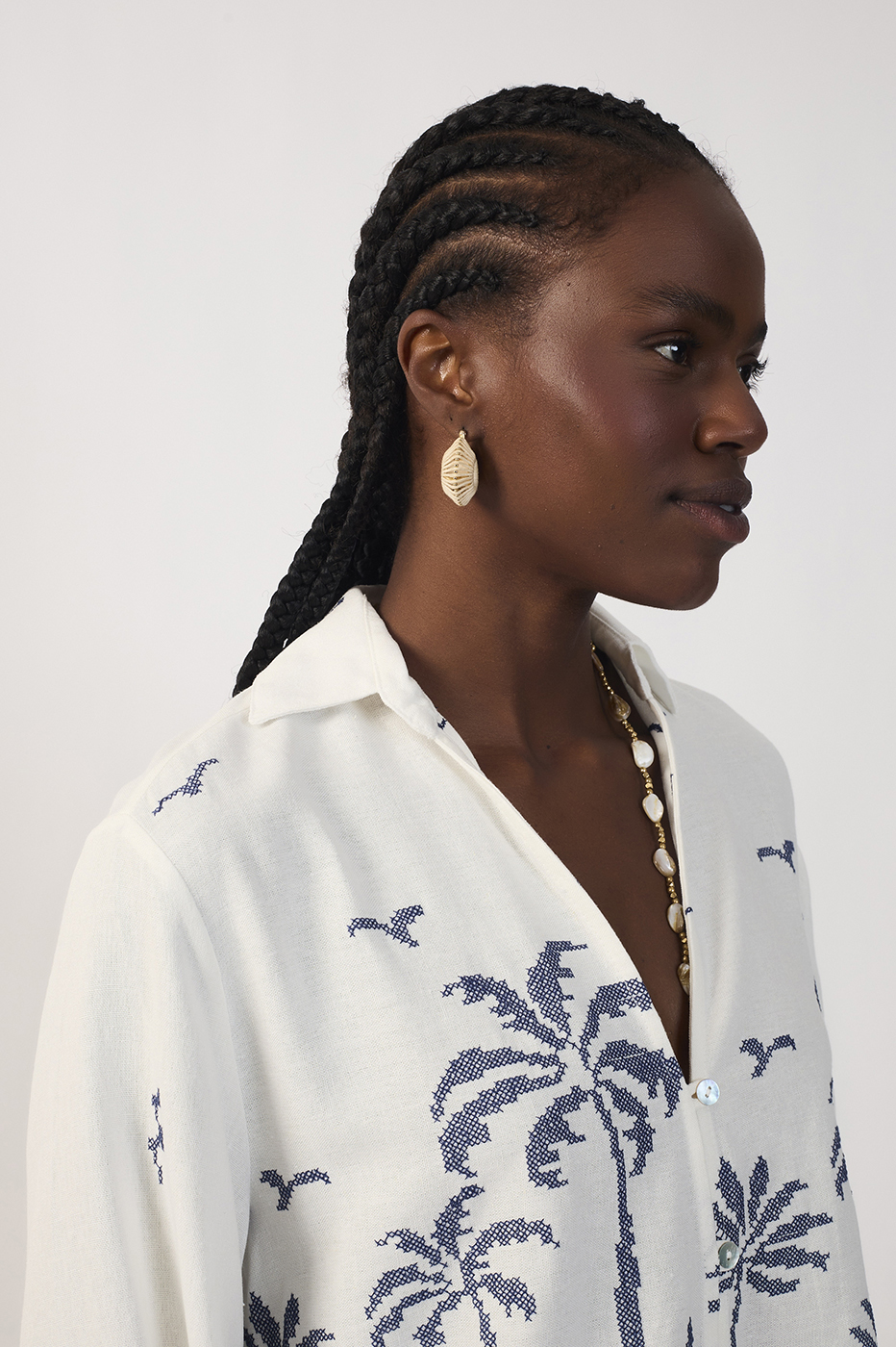 Embroidered Coconut Tree Linen Shirt_5