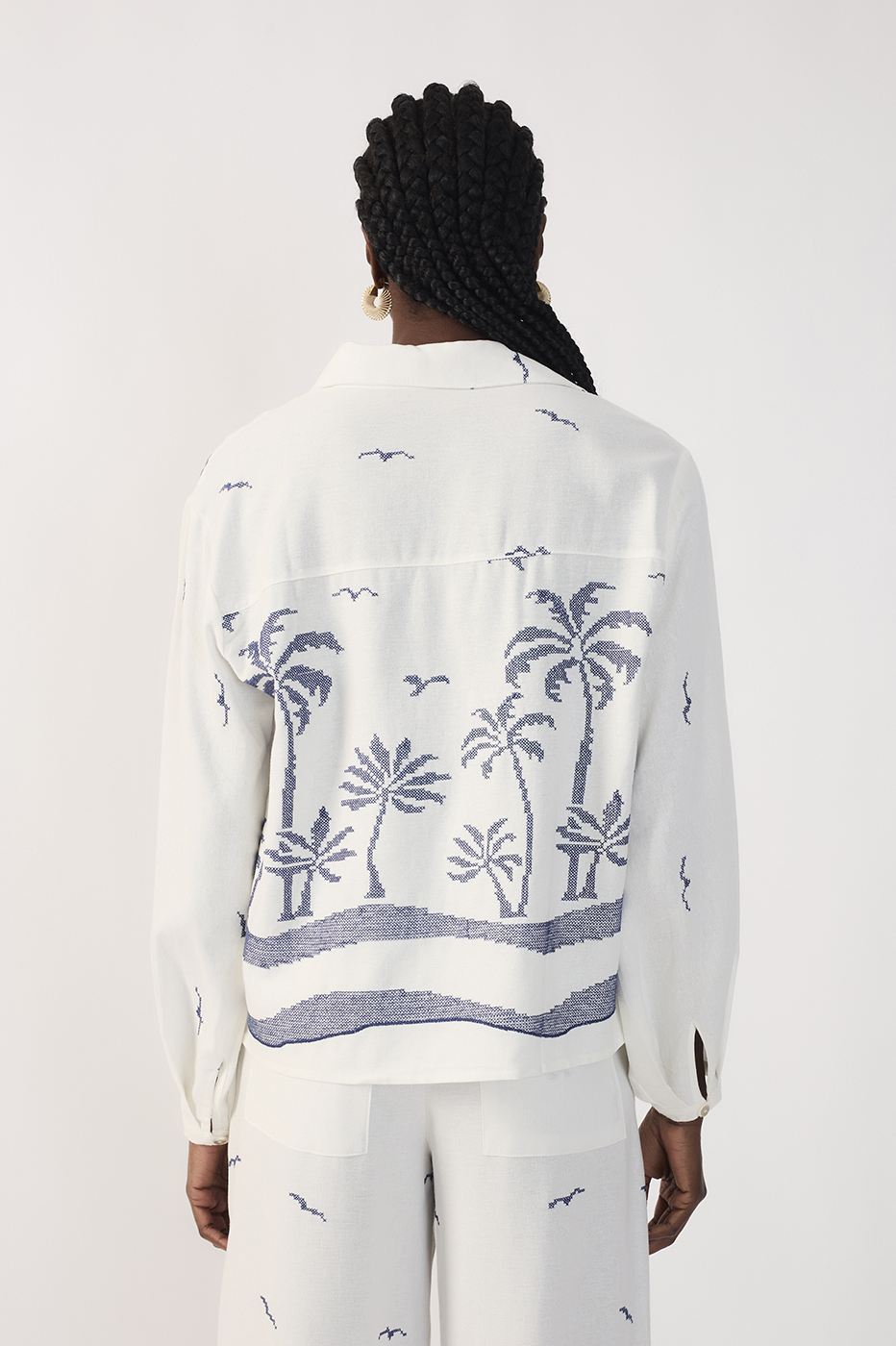 Embroidered Coconut Tree Linen Shirt_6
