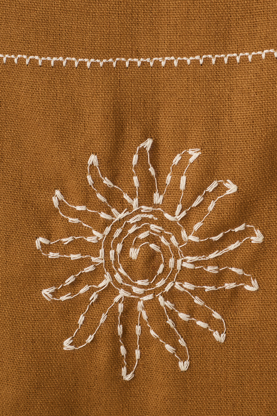 Brown Embroidered Plaid Linen Blouse_6