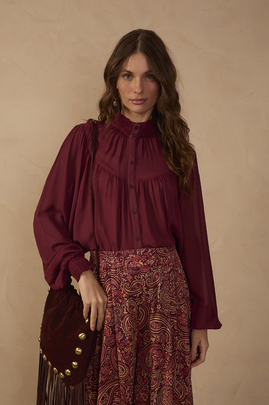 Smocked High-Neck Blouse_1