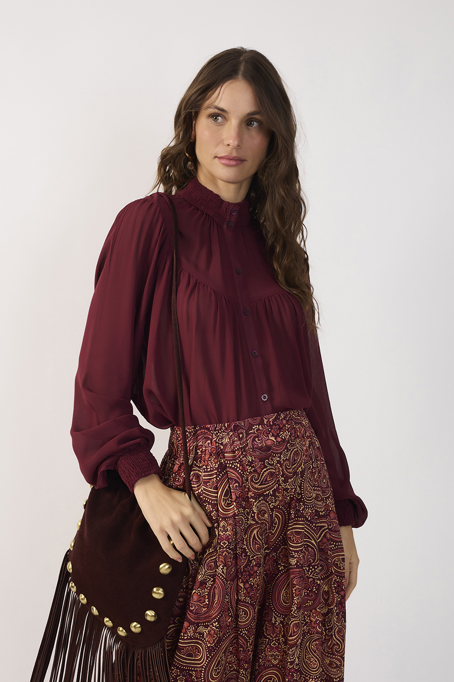 Smocked High-Neck Blouse_2