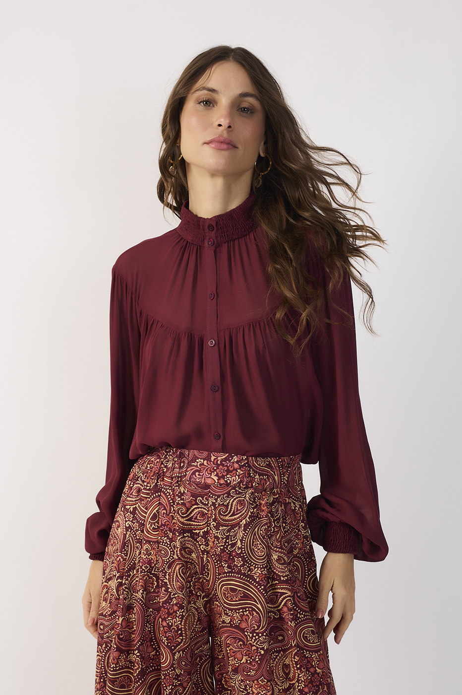 Smocked High-Neck Blouse_3