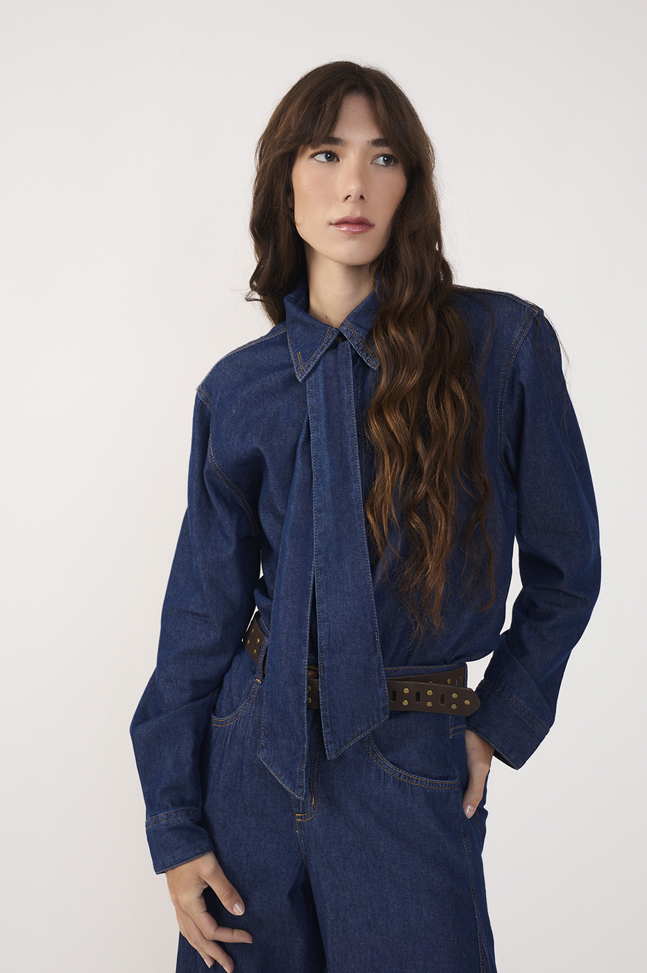 Tie-Front Denim Shirt_2