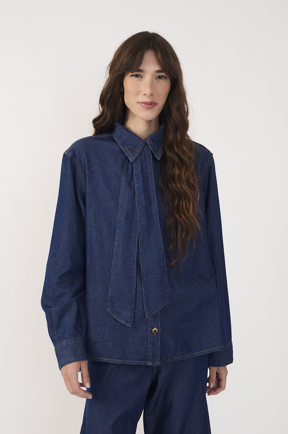 Tie-Front Denim Shirt_5
