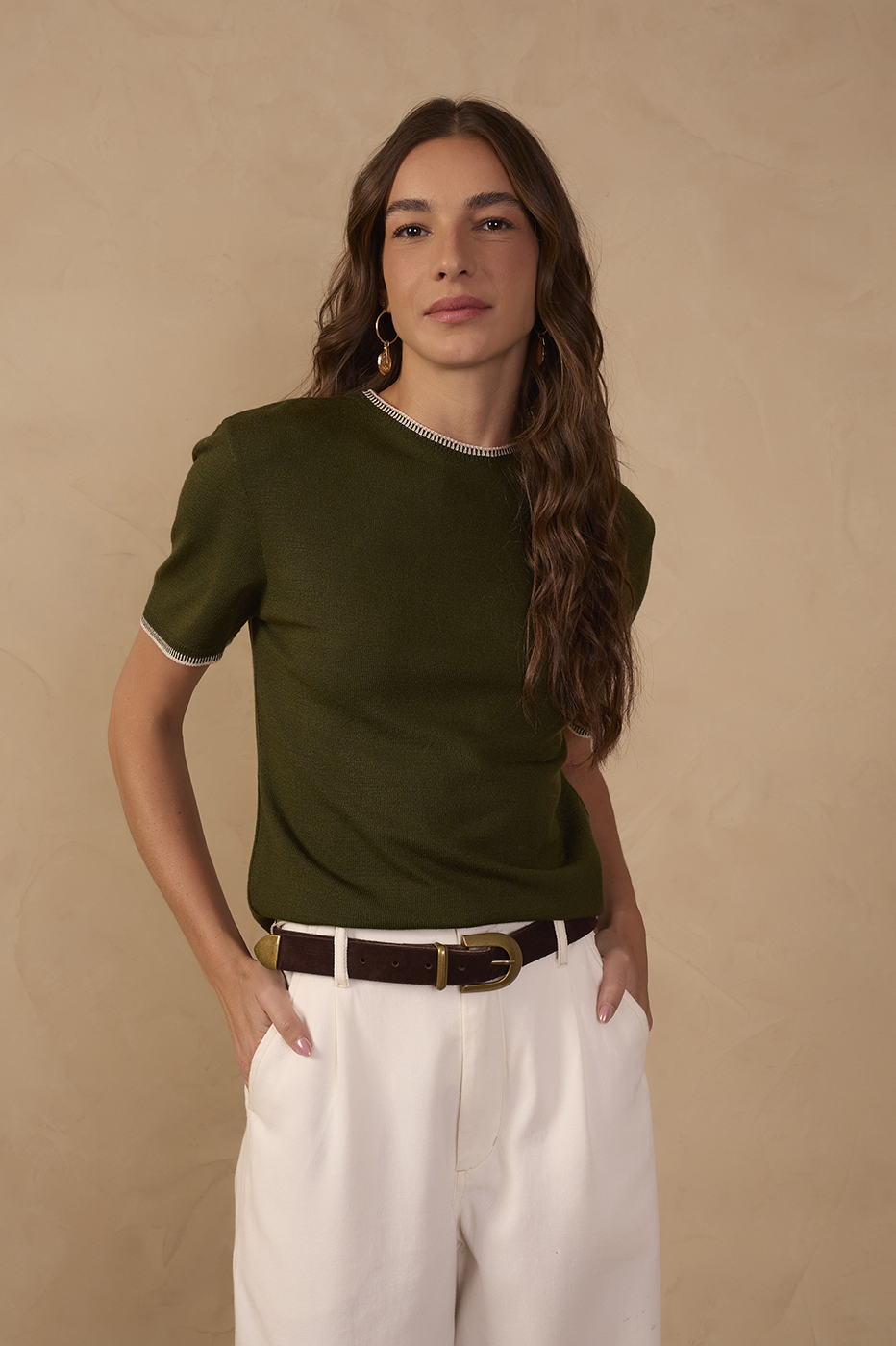 Tricot Embroidered Detail Blouse_1