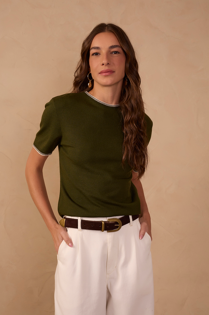 Embroidered-Trim Tricot T-shirt_1