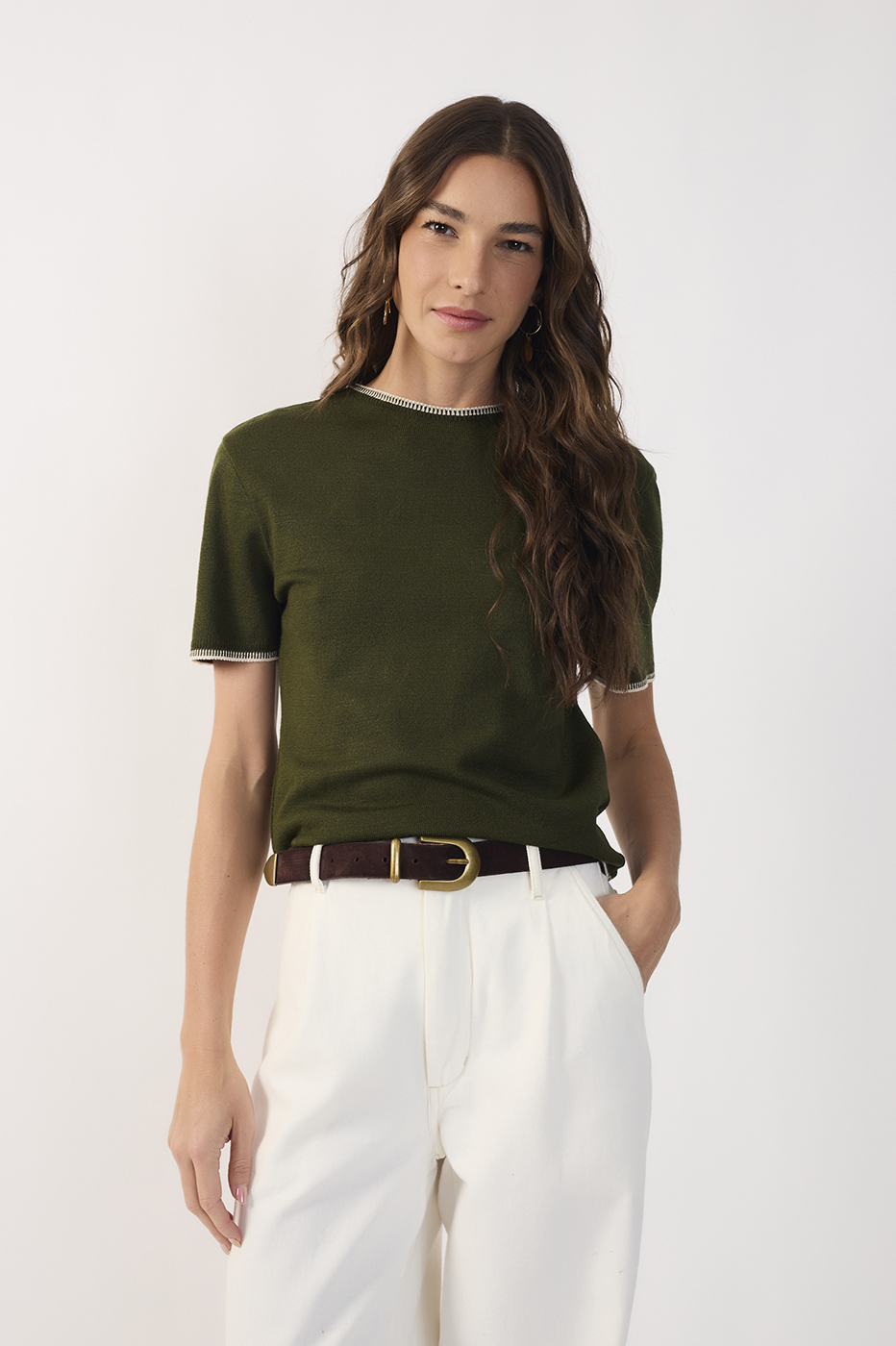 Tricot Embroidered Detail Blouse_3