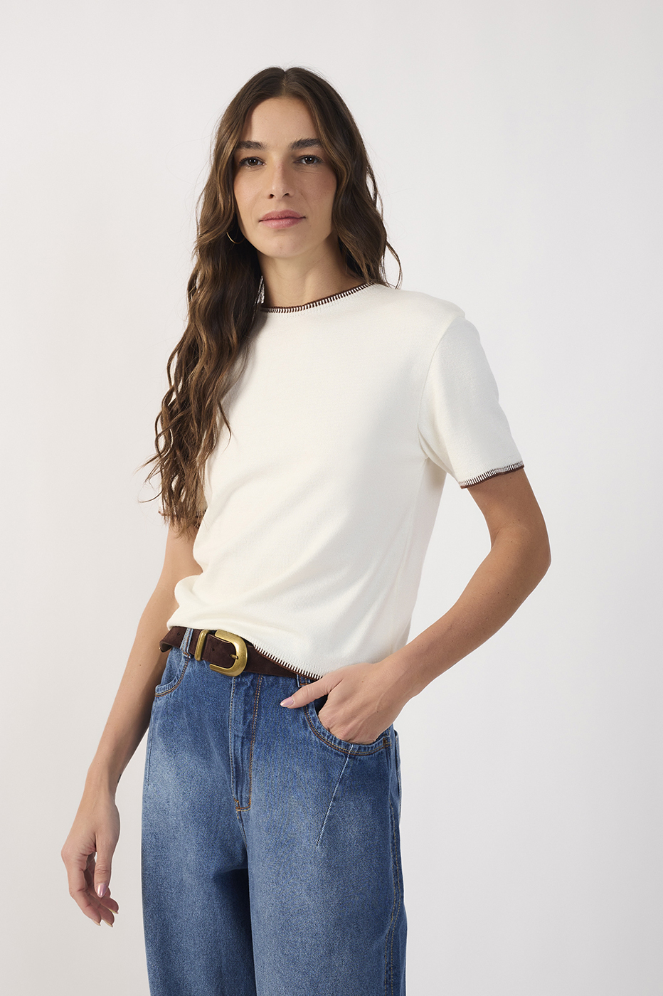 Tricot Embroidered Detail Blouse_3