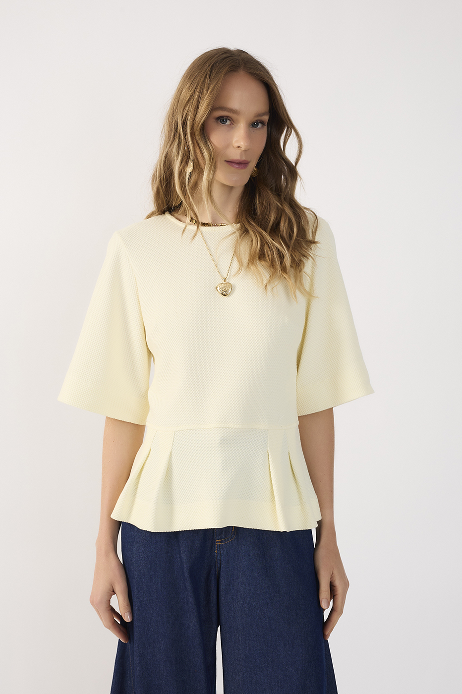 Textured Peplum Blouse_2