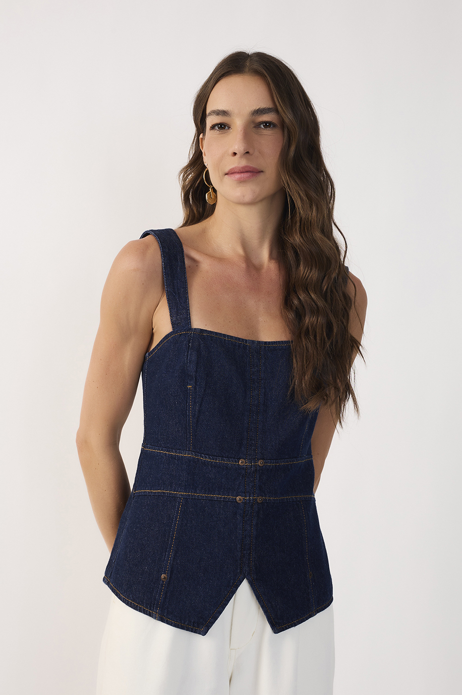 Topstitched Denim Top_2