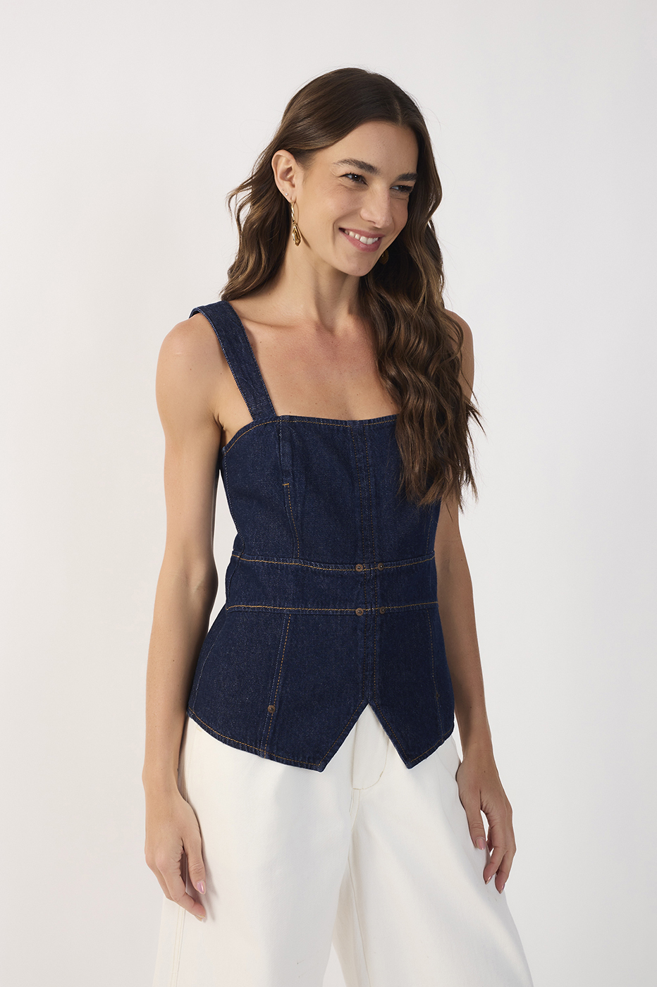 Topstitched Denim Top_3
