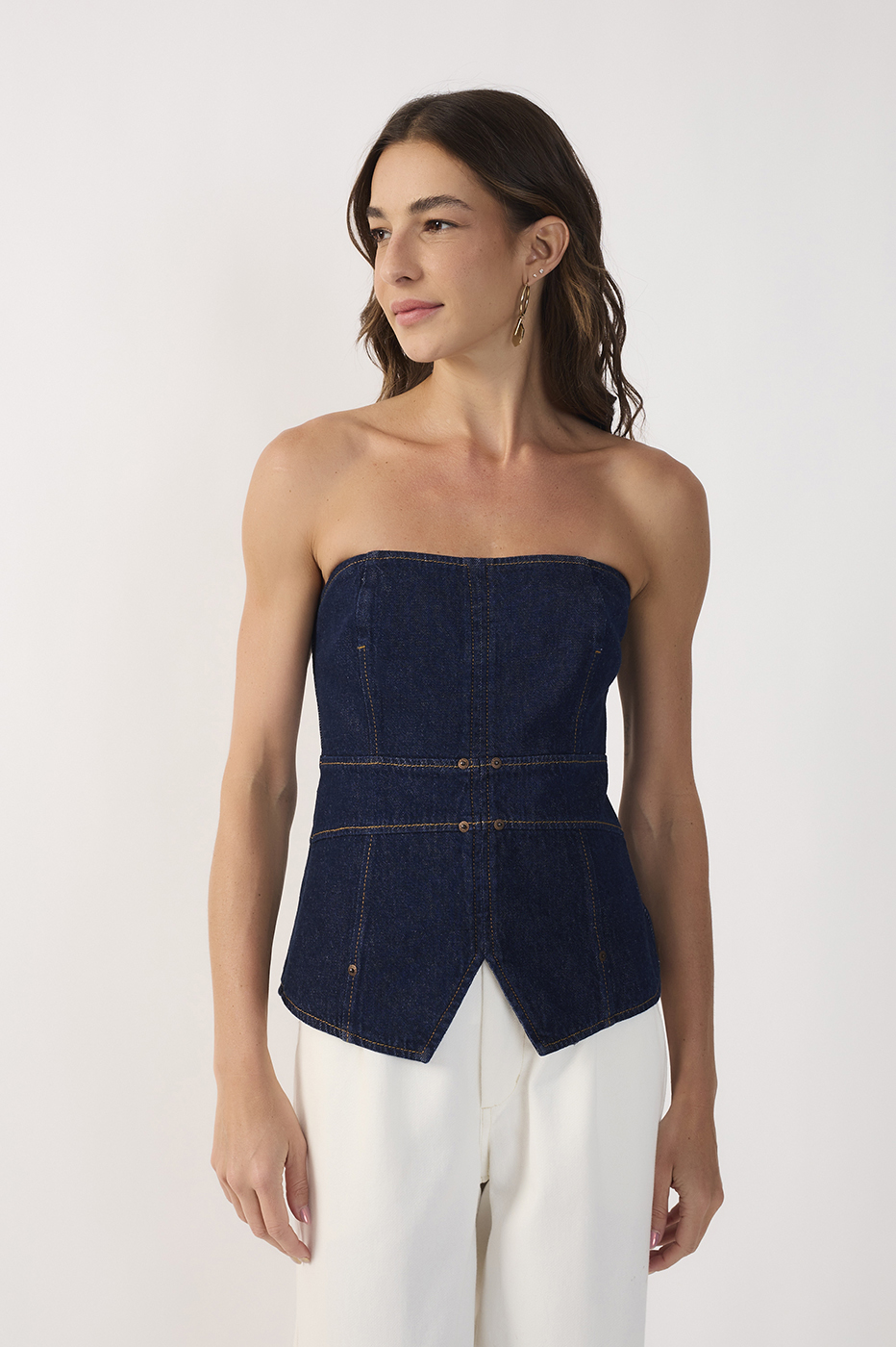 Topstitched Denim Top_5
