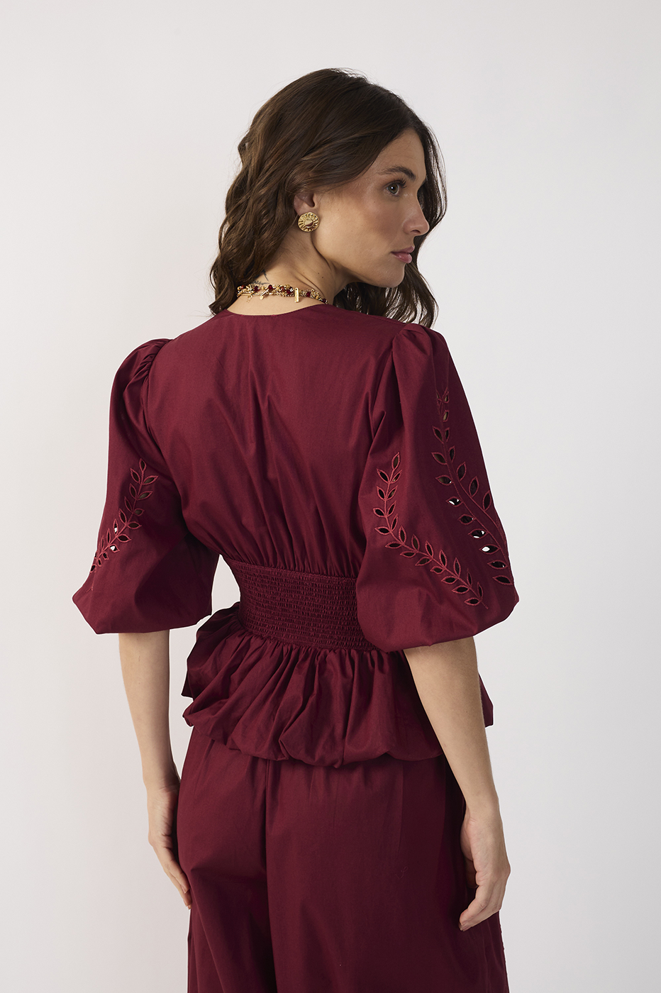 Embroidered Peplum Blouse_6