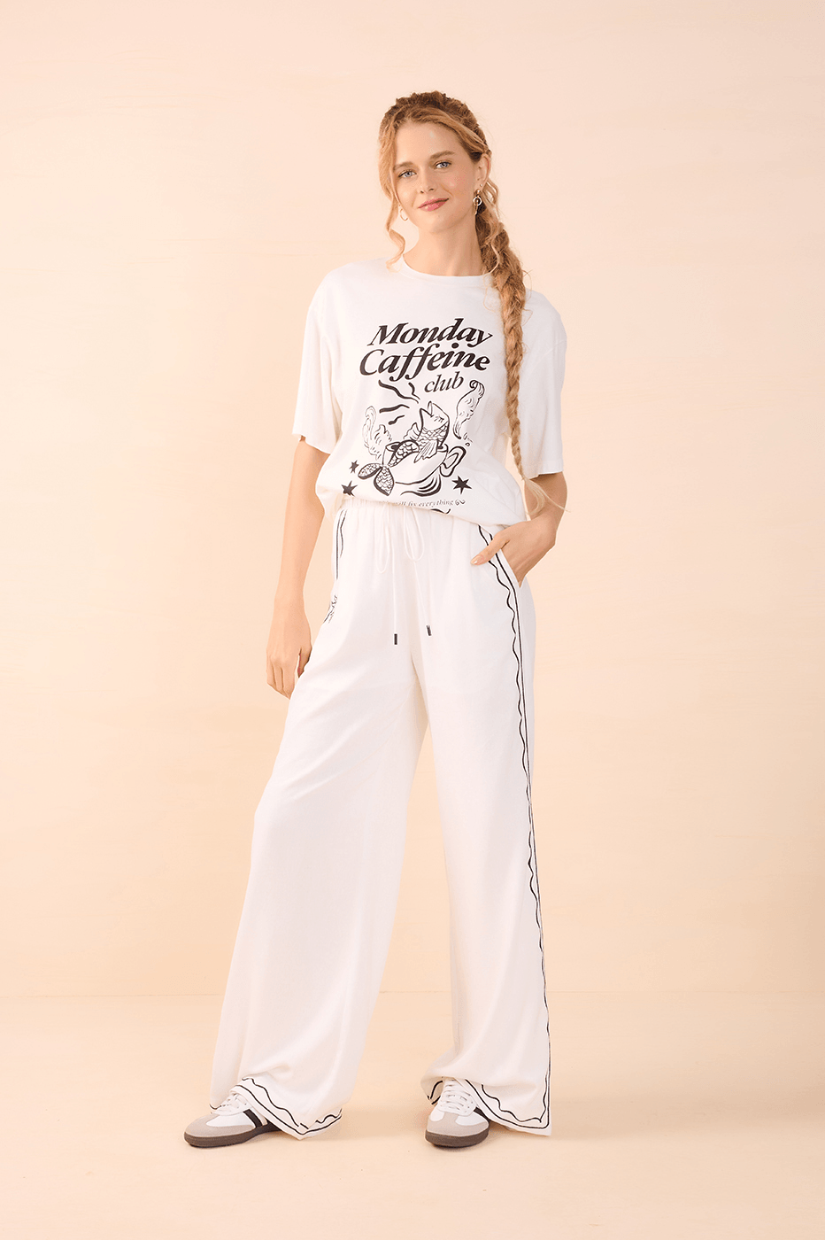 Off-White Silk "Caffeine Club" T-Shirt