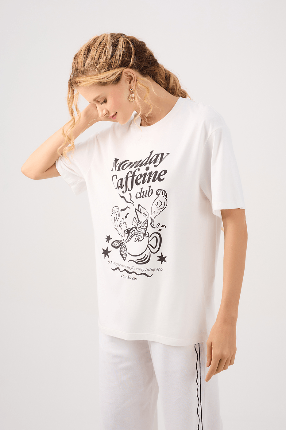 Off-White Silk "Caffeine Club" T-Shirt