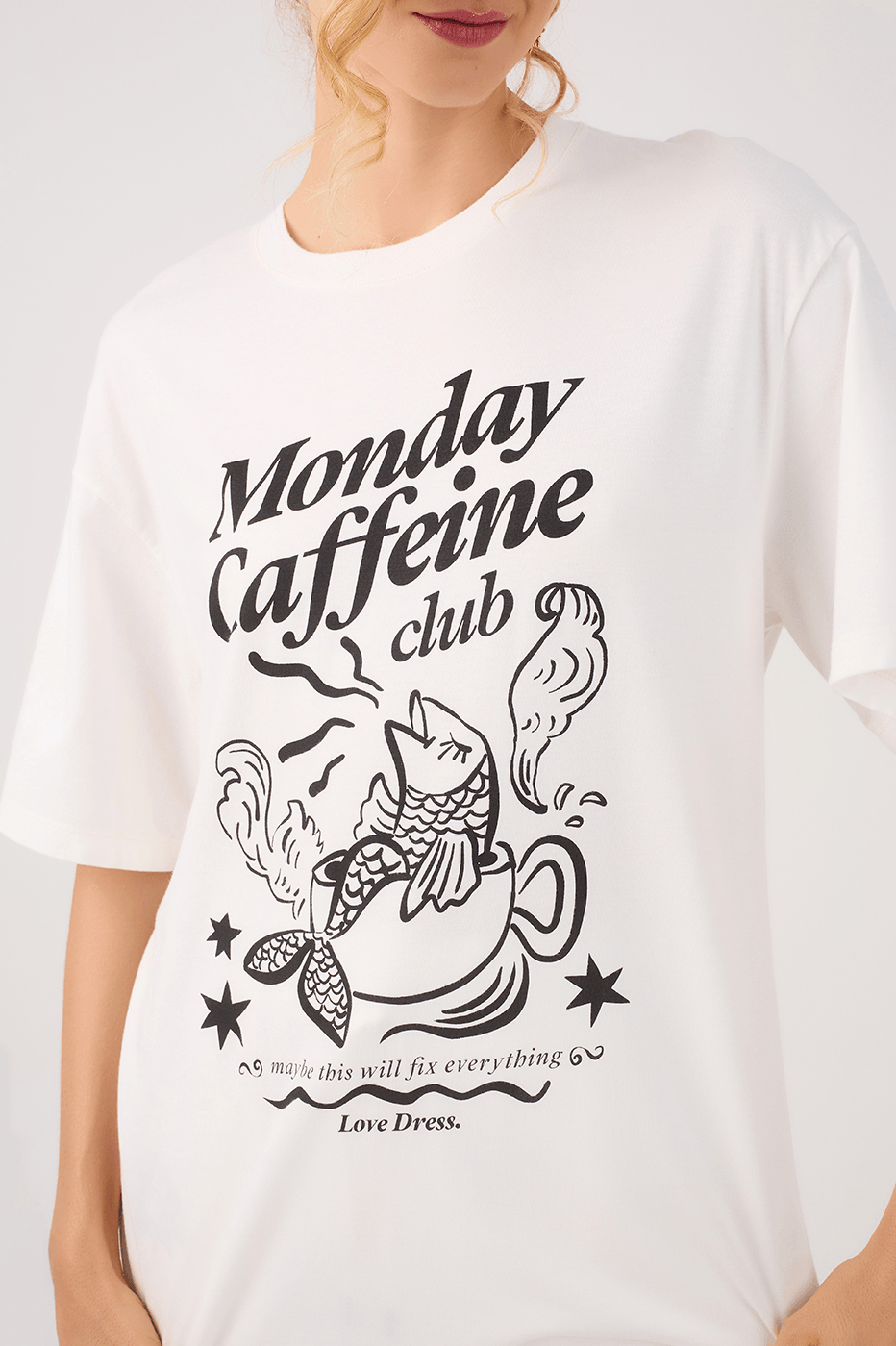 Off-White Silk "Caffeine Club" T-Shirt