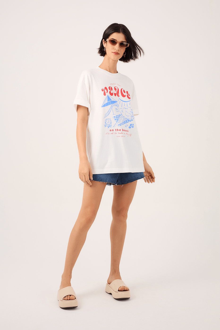 Off-White Silk "Enjoy the Peace" T-Shirt
