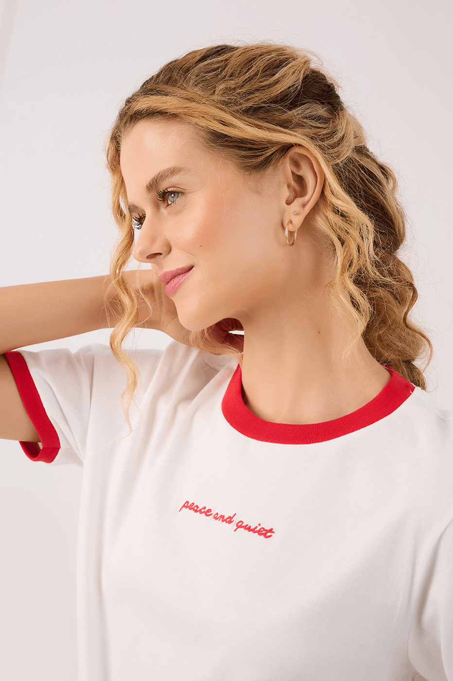 Off-White Embroidered "Piece and Quiet" T-Shirt