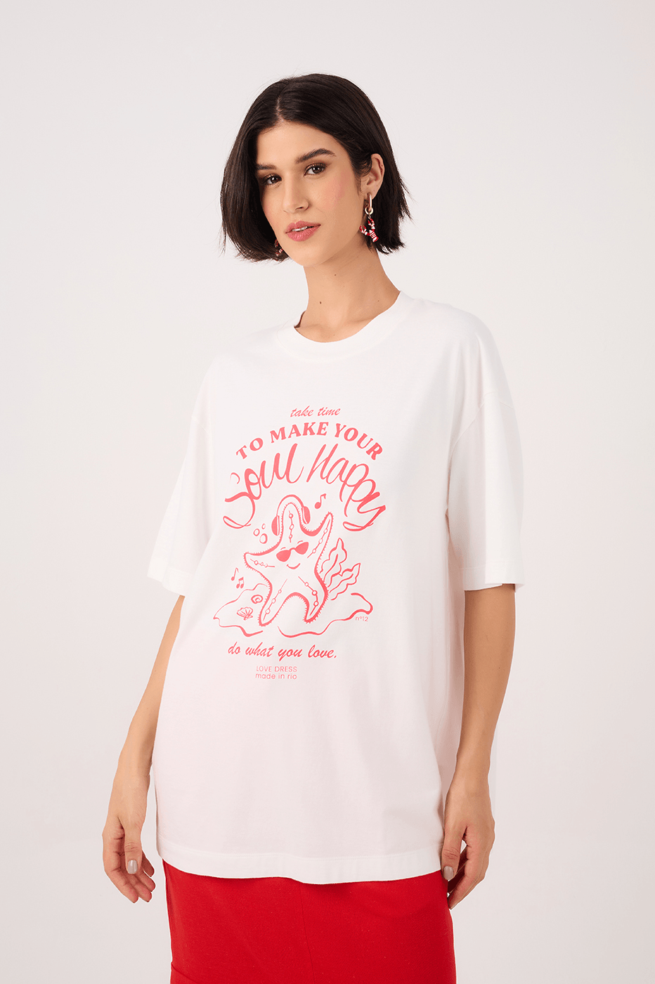 Off-White Silk "Happy Soul" T-Shirt