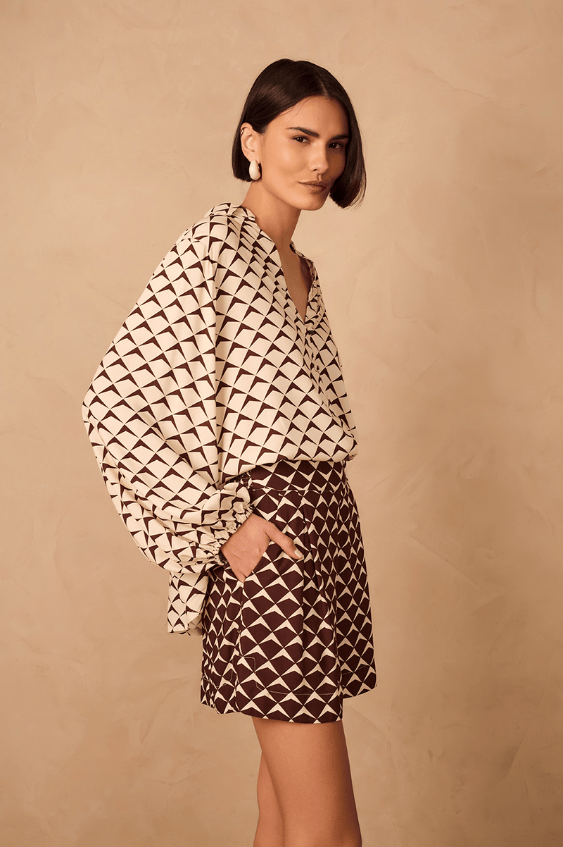 Brown Asa Delta Collared Buttoned Shirt_1