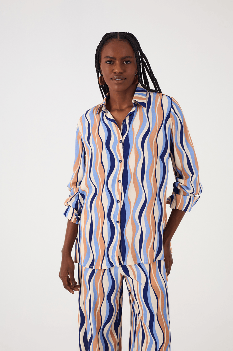 Off-White Carioca Collared Buttoned Crepe Shirt