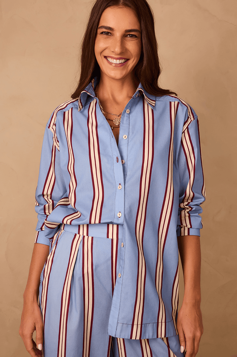 Blue Mirante Collared Buttoned Shirt_1