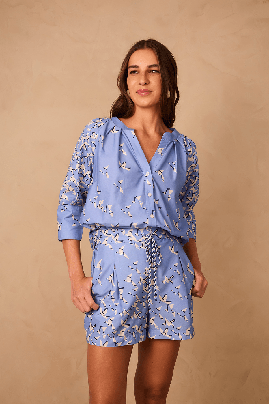Blue Voo Livre Print Blouse