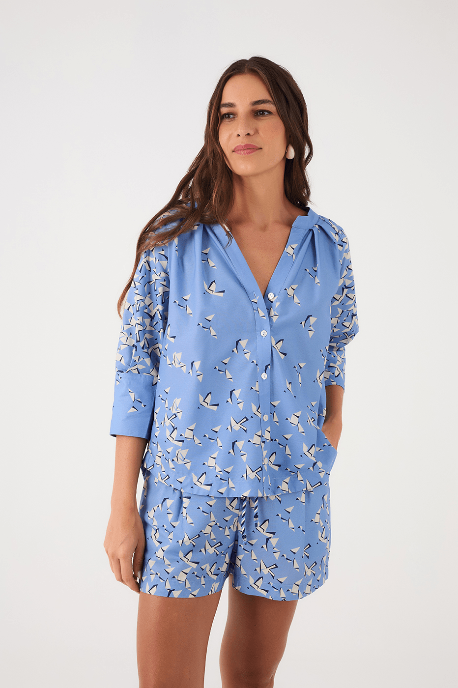 Blue Voo Livre Print Blouse