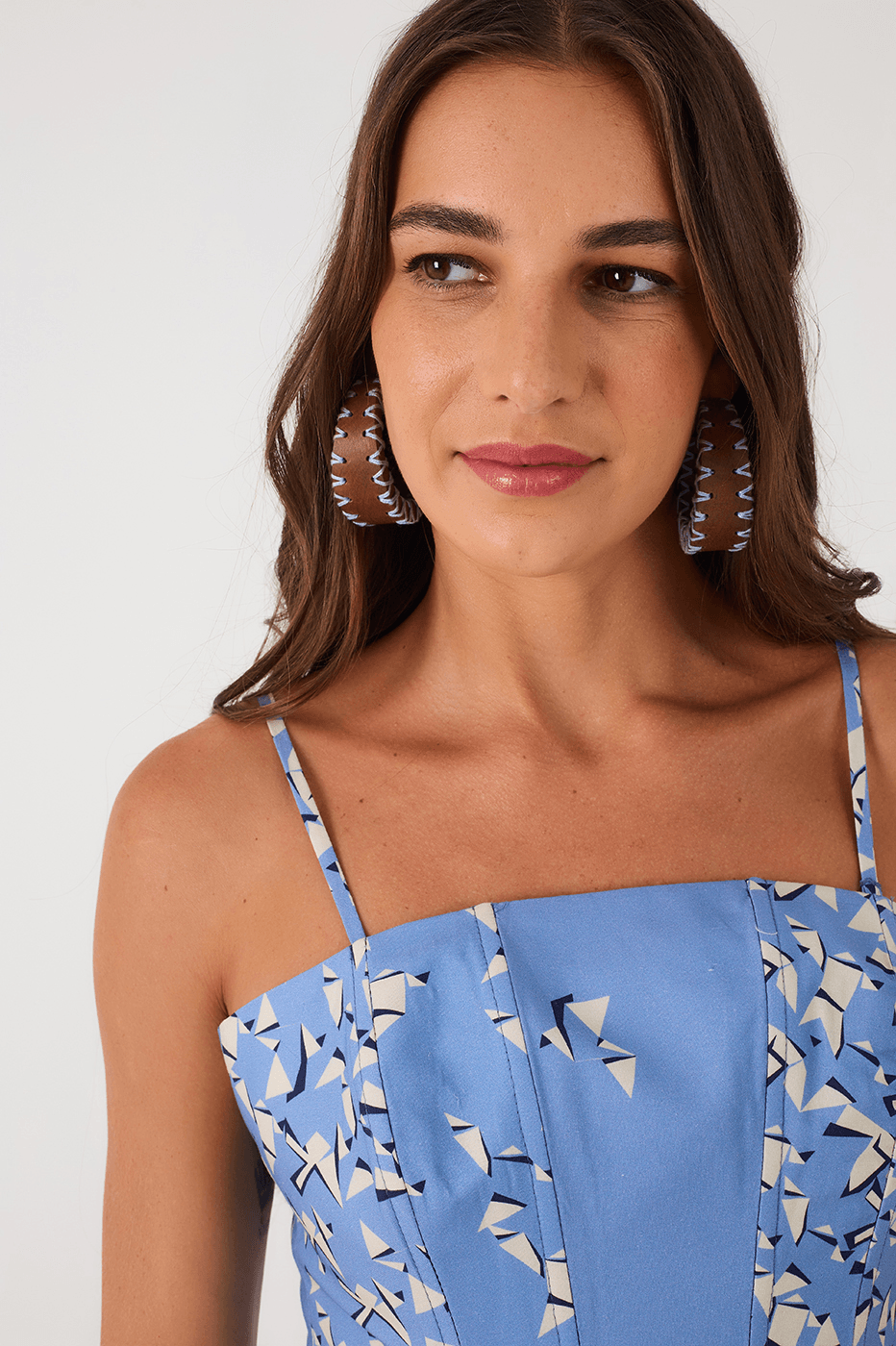 Blue Voo Livre Removable Straps Smocked Crop Top