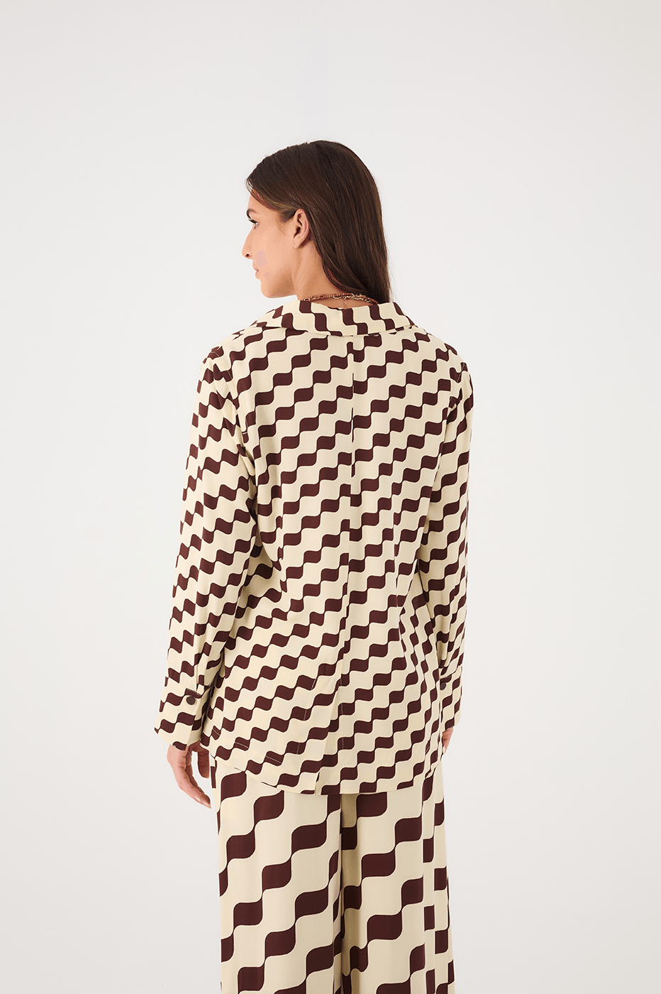 Brown Bossa Nova Collared Buttoned Crepe Shirt