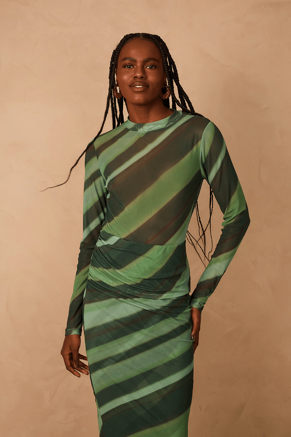 Green Floresta Long Sleeve Tulle Bodysuit