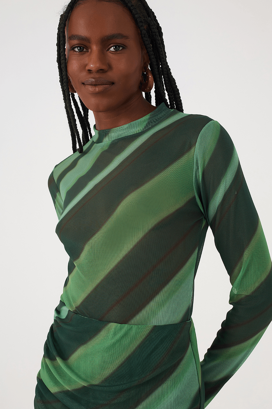 Green Floresta Long Sleeve Tulle Bodysuit