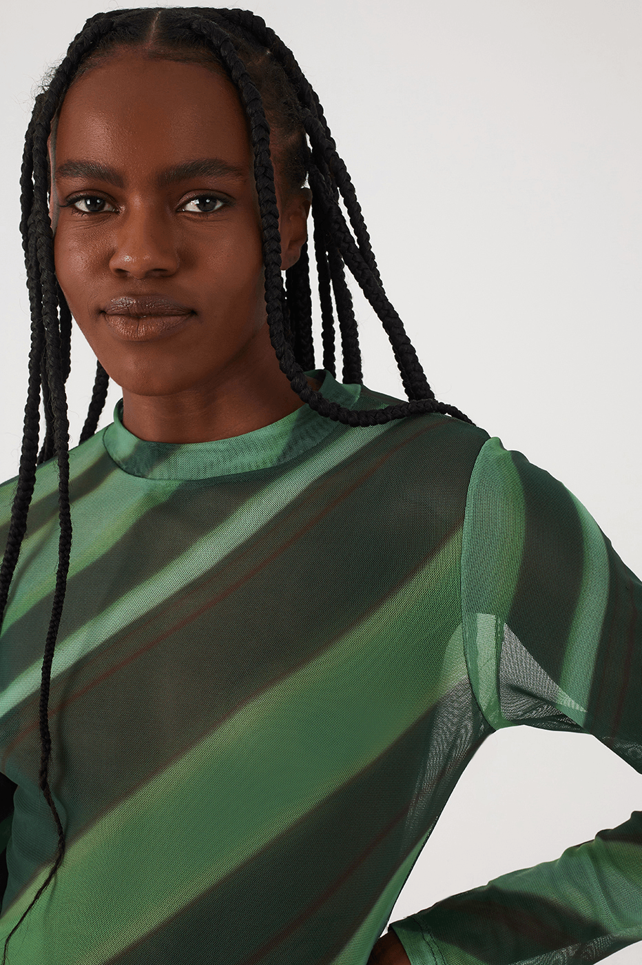 Green Floresta Long Sleeve Tulle Bodysuit