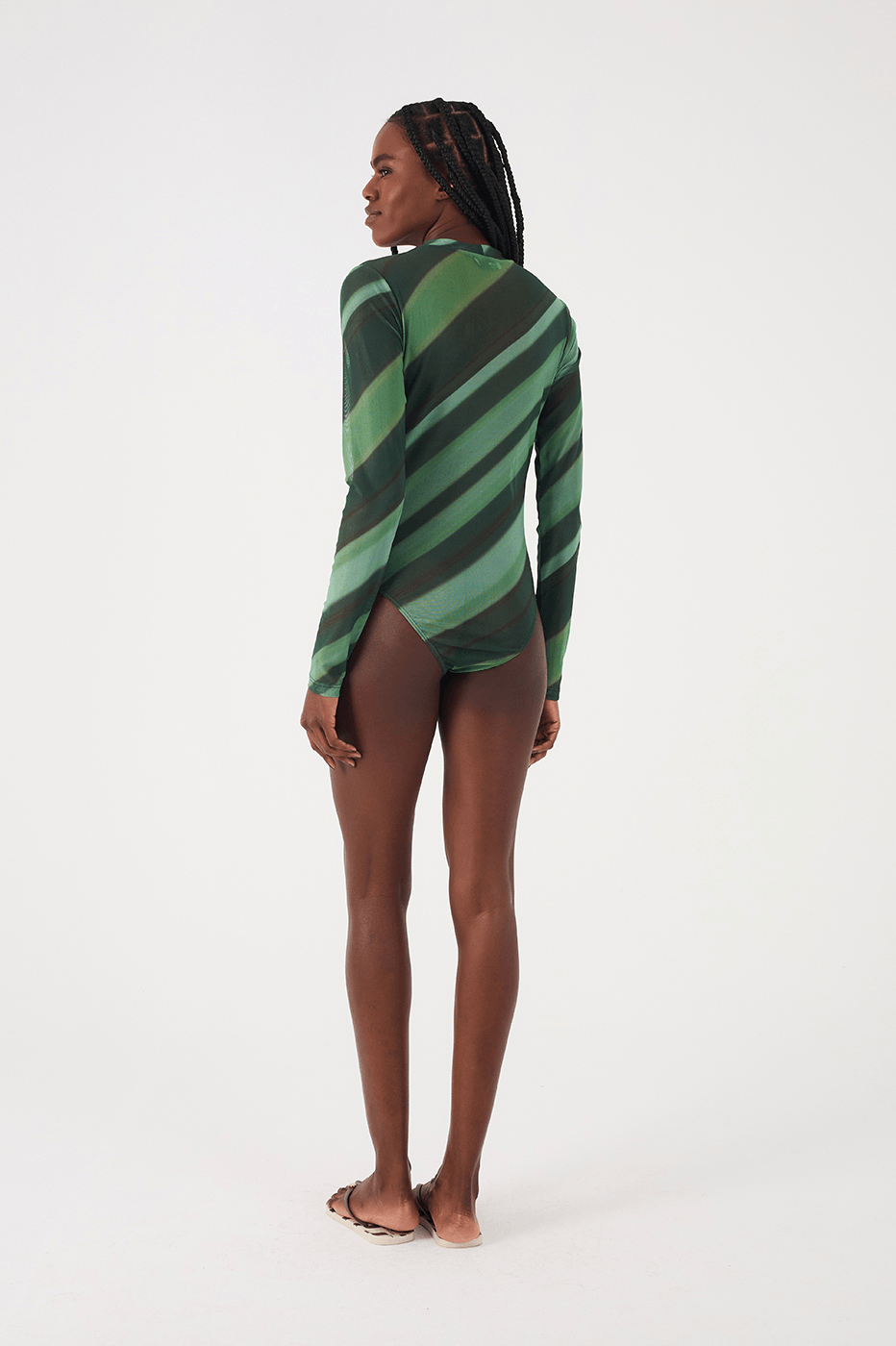 Green Floresta Long Sleeve Tulle Bodysuit