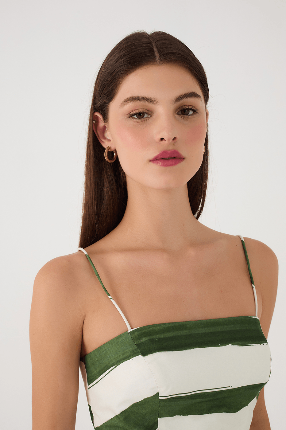 Green Natureza Square Neck Smocked Crop Top