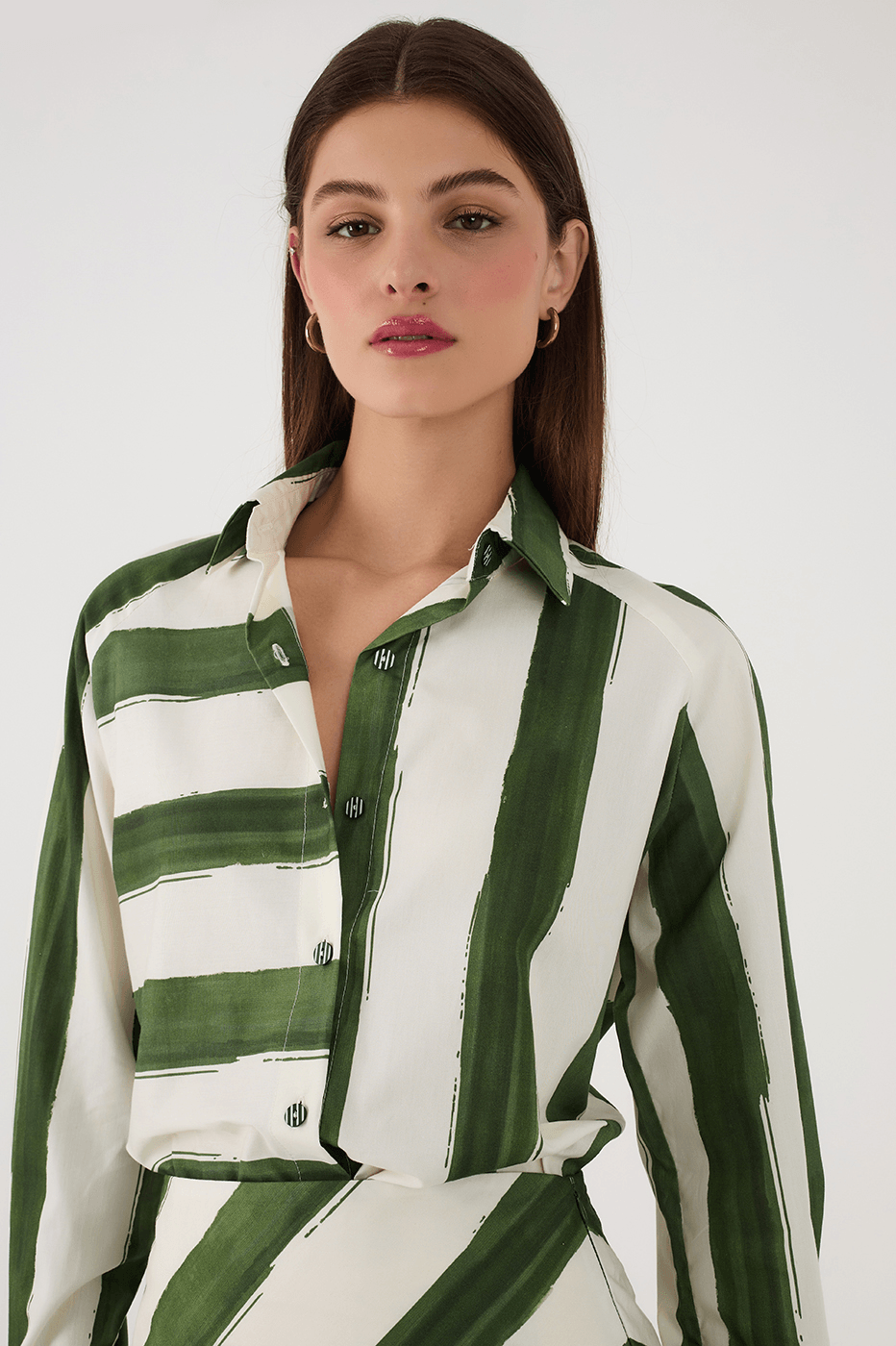 Green Natureza Printed Buttons Collared Shirt