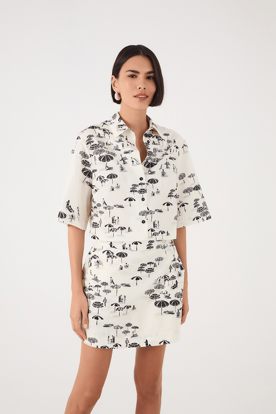 Off-White Areia Collared Buttoned Crop Shirt