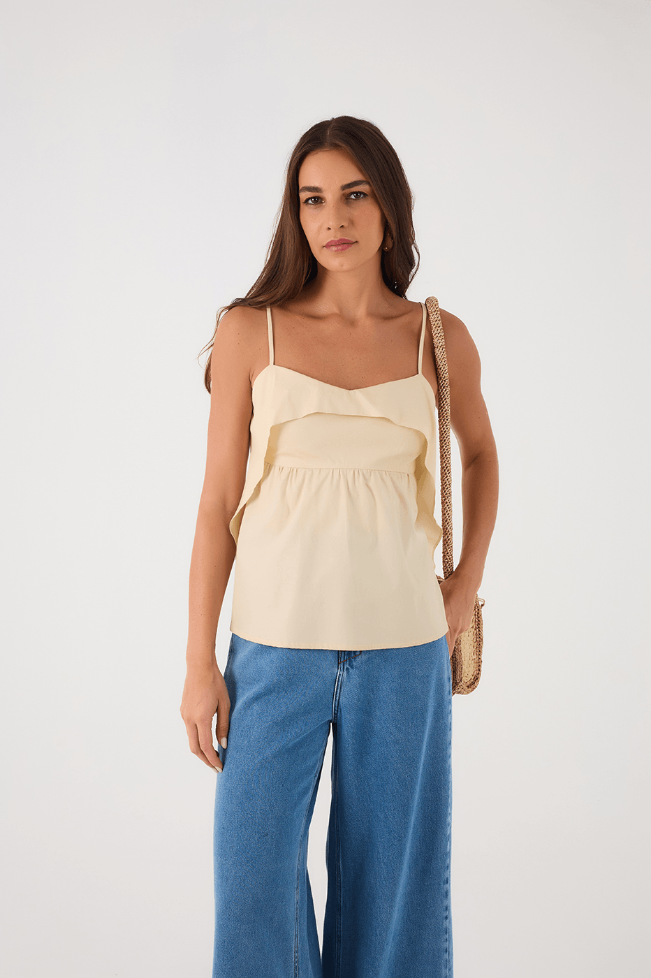 Off-White Layered Adjustable Straps Cotton Blouse