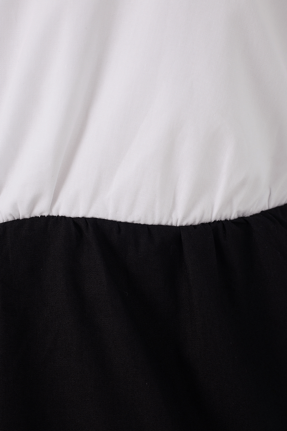 Black And White Crew Neck Open Back Cotton Blouse