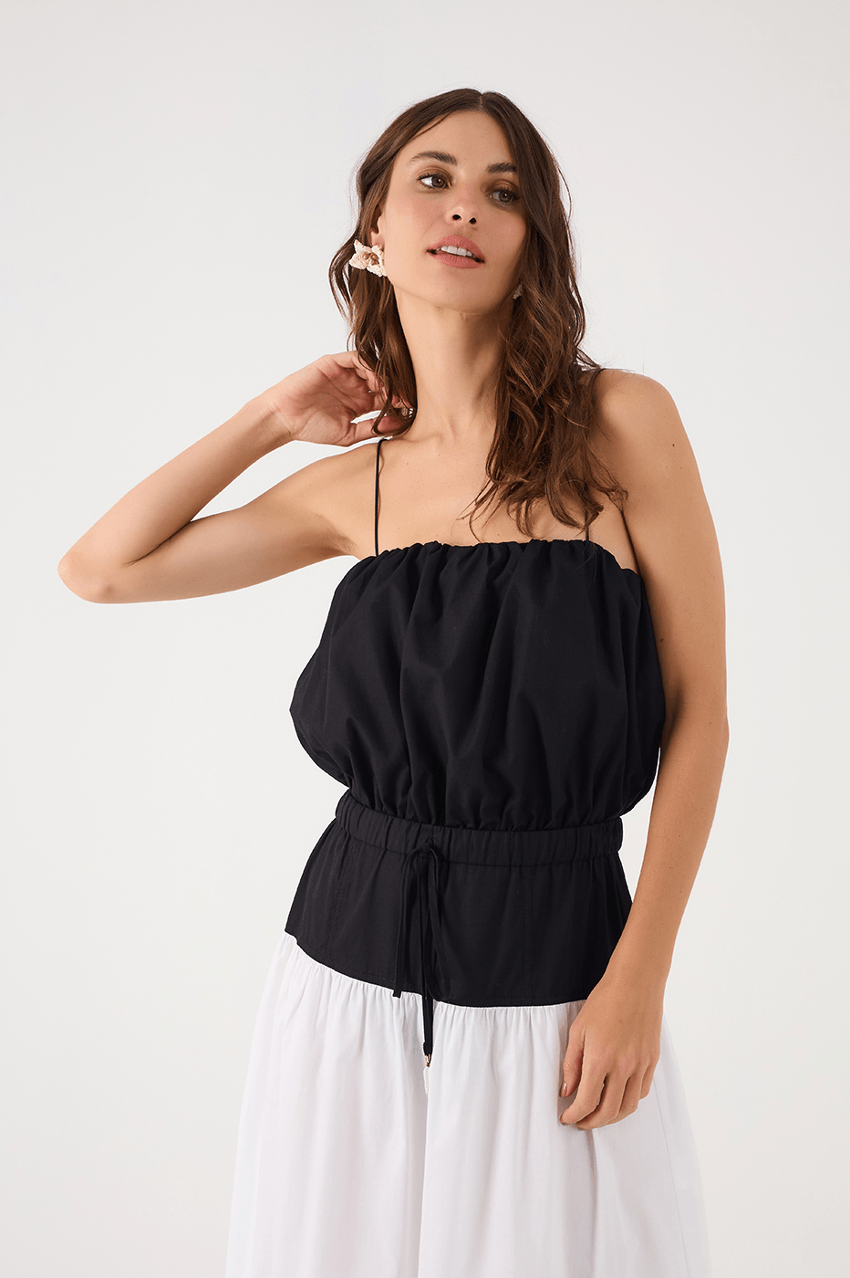 Black Square Neck Balloon Bodysuit