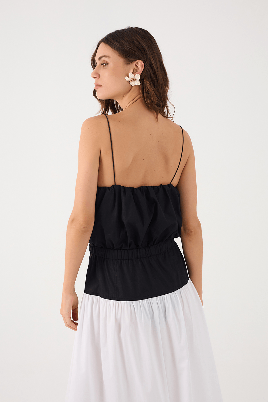 Black Square Neck Balloon Bodysuit