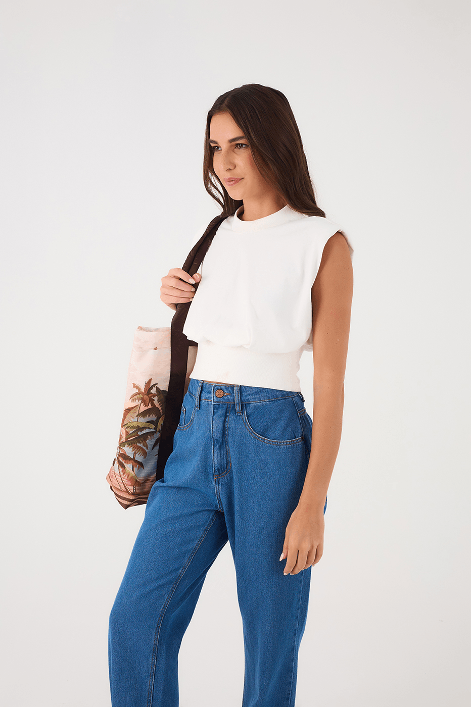 Off-White Crew Neck Ribbed Sleeveless T-Shirt