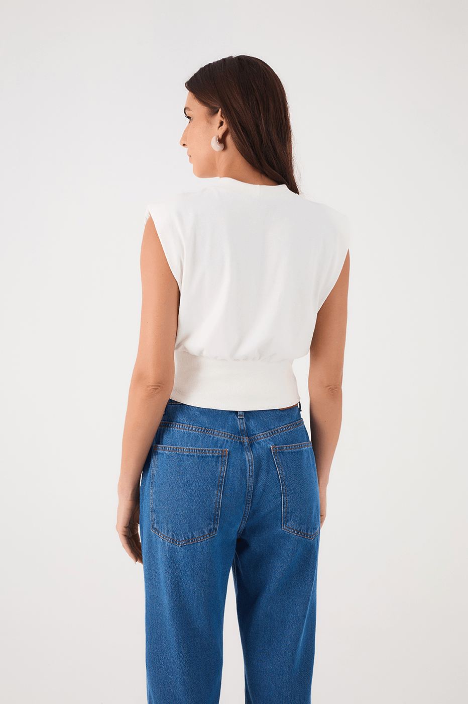 Off-White Crew Neck Ribbed Sleeveless T-Shirt